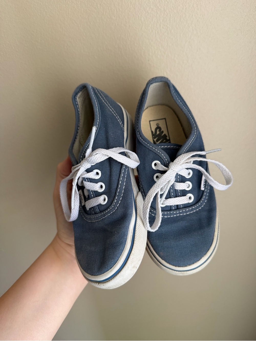 Vans Size 9 Child Blue Canvas Authentic Lace-Up Sneakers Classic Low Top